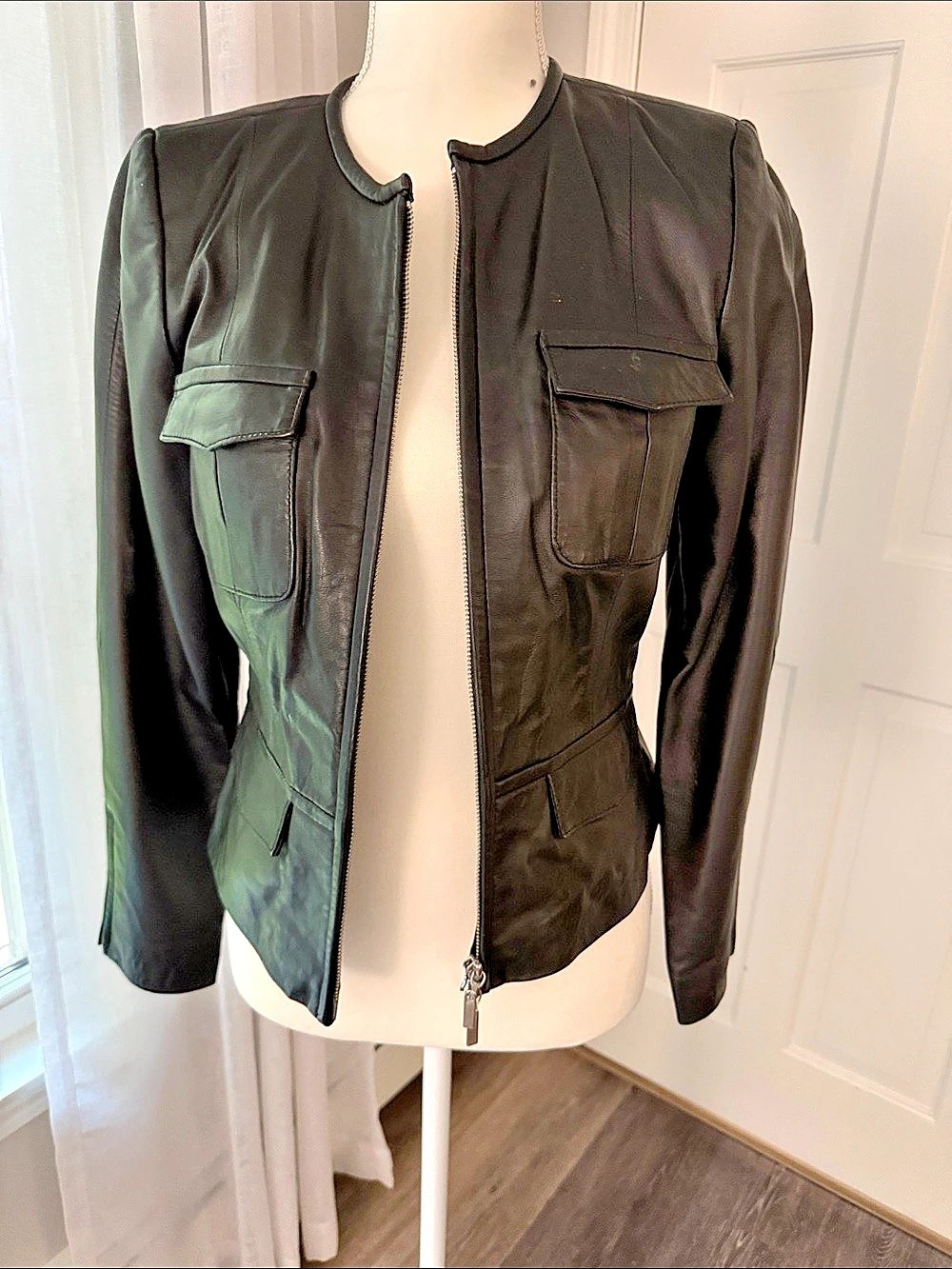 I.N.C. International Concepts Black Leather Jacket Size Small Like New